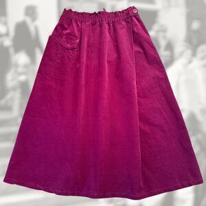 NORTHERN TRUCK Vintage Corduroy Midi Skirt Deep Burgundy Magenta Boho Grannycore